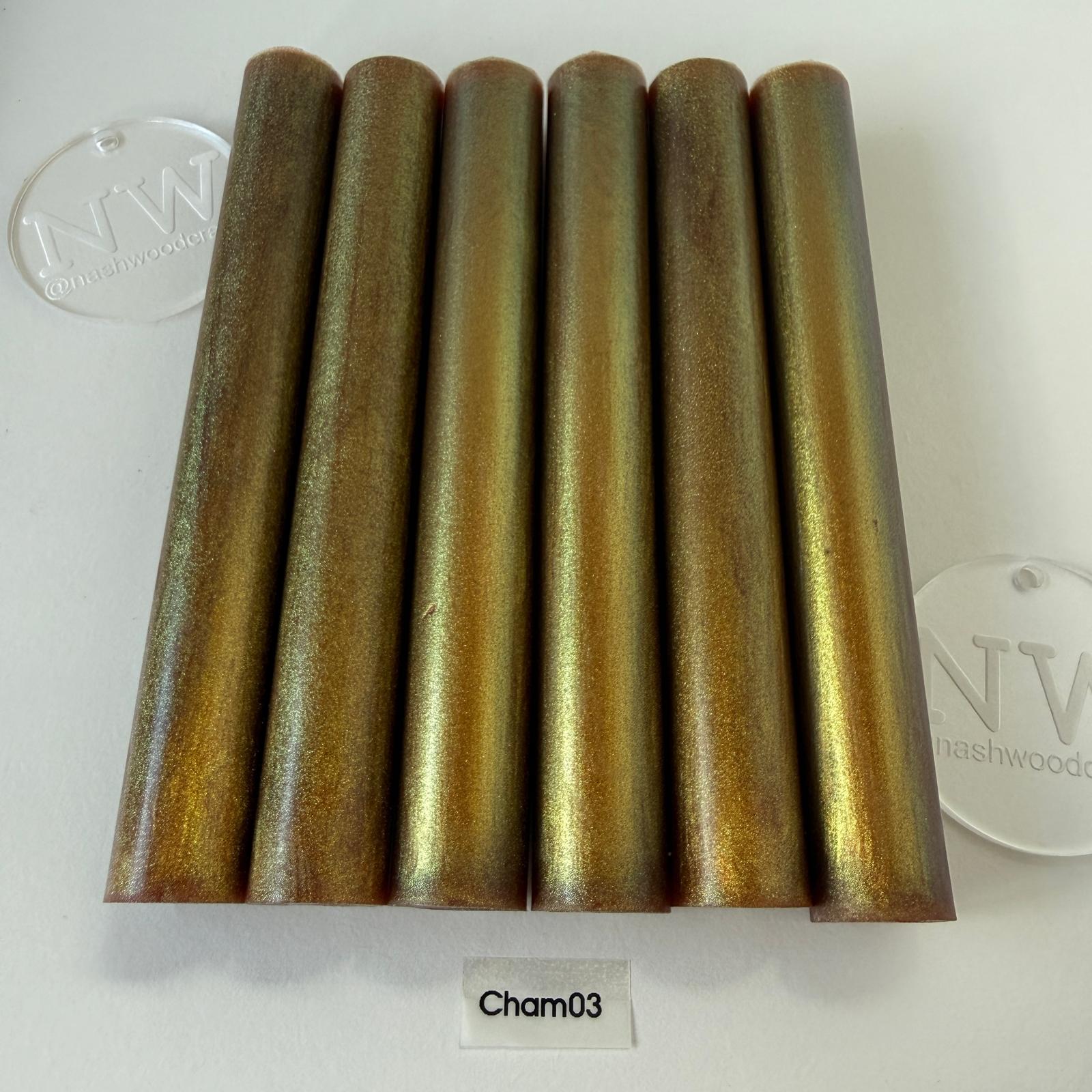 Chameleon resin pen blank Gold/Green