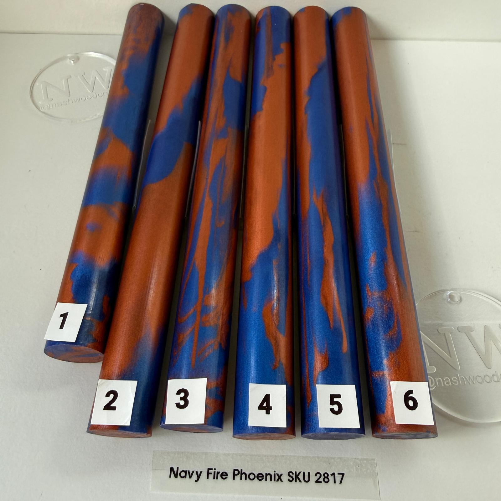 Navy Fire Pheonix pen blank