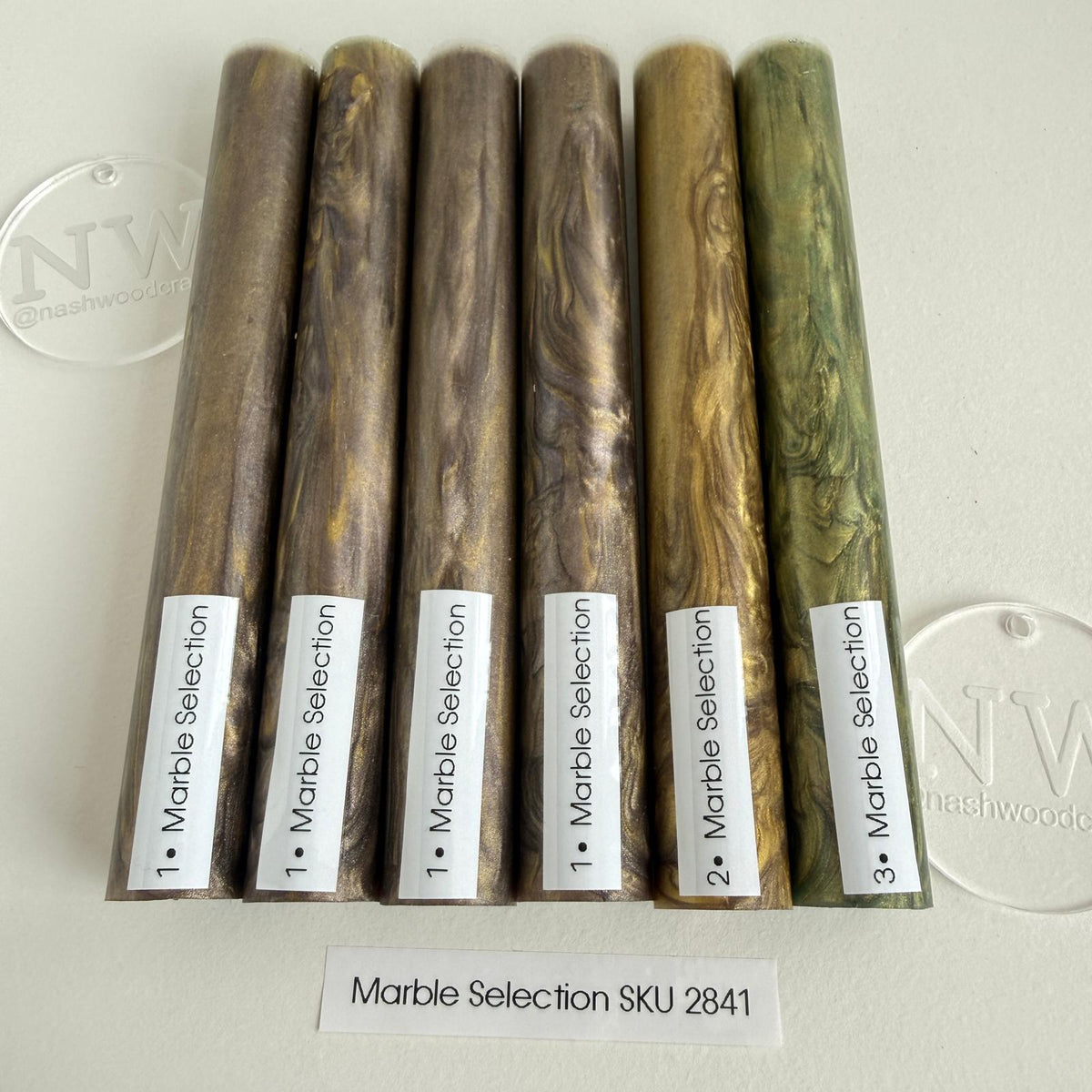 Marble selection epoxy pen blanks