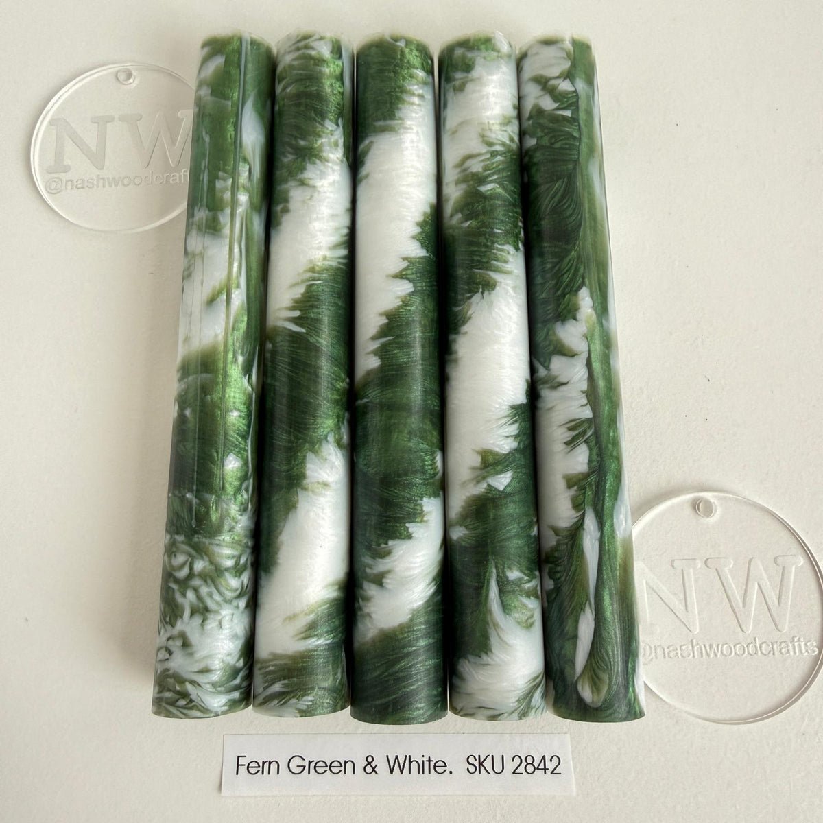 Fern green & White epoxy pen blanks