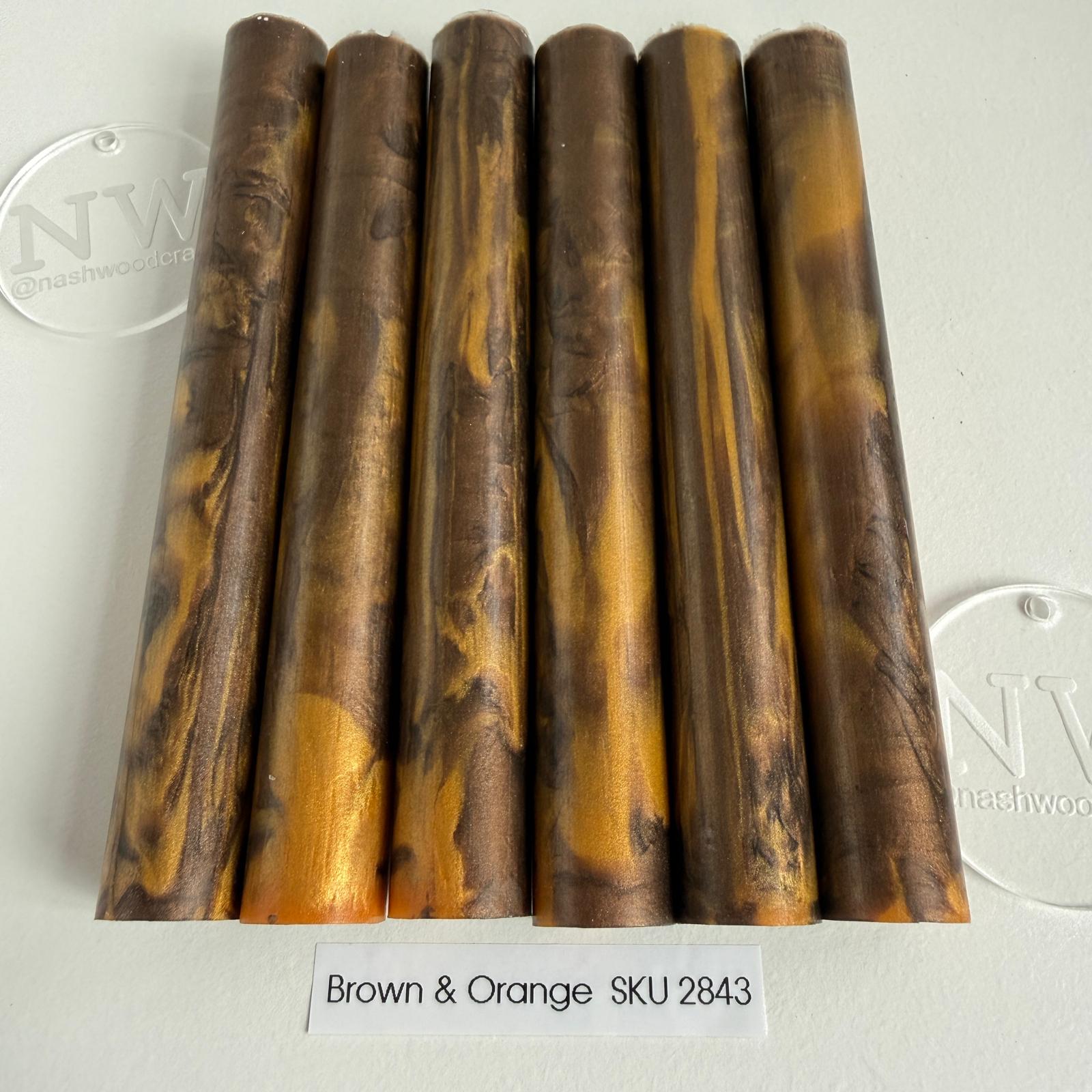 Brown & Orange epoxy pen blanks