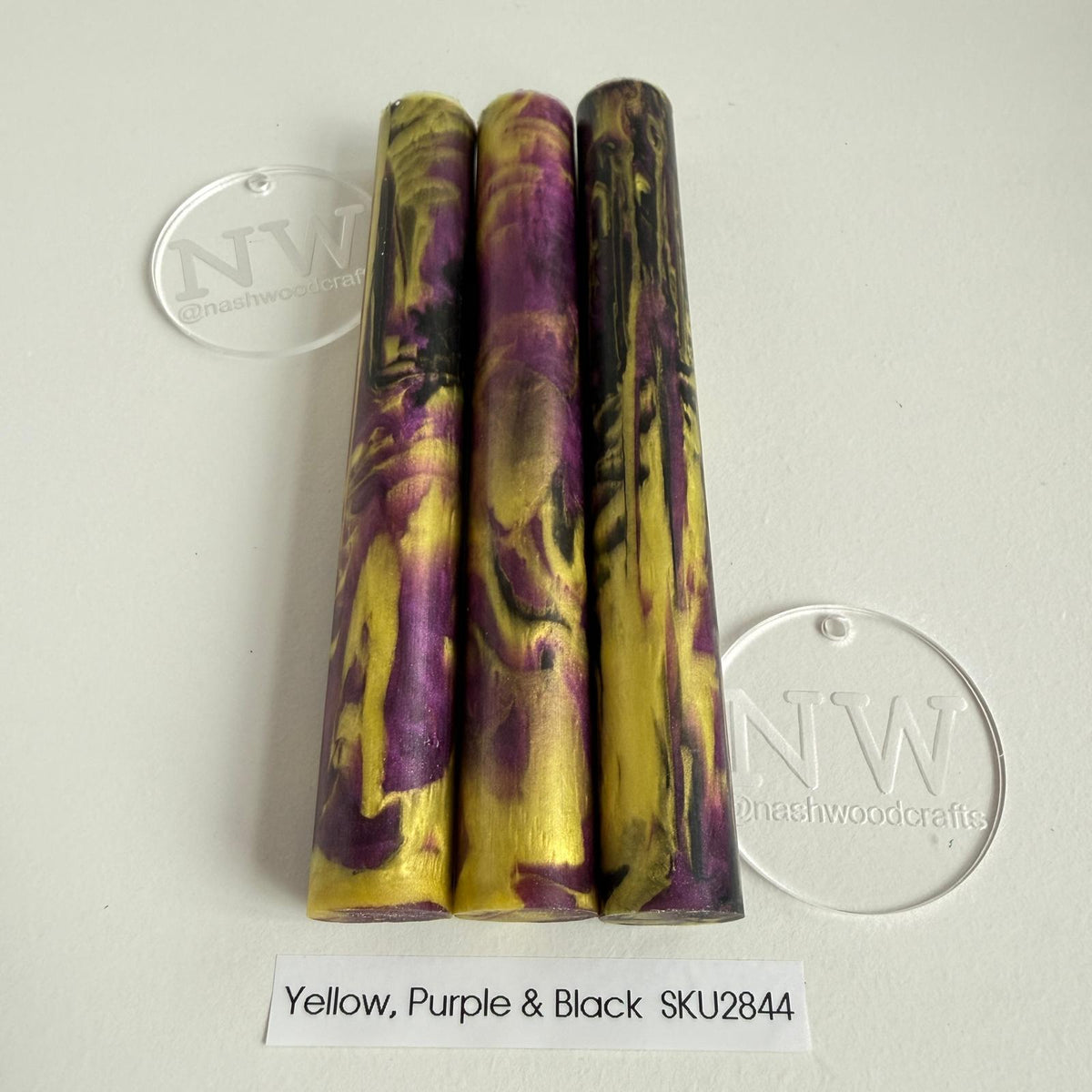 Yellow, Purple & Black epoxy pen blanks