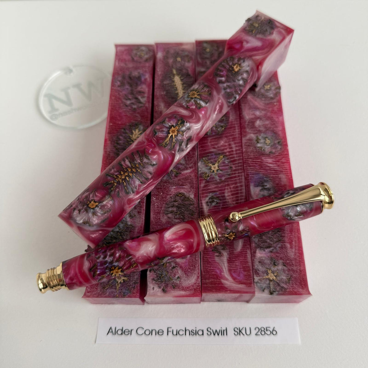 Alder Cone Fuchsia epoxy pen blanks