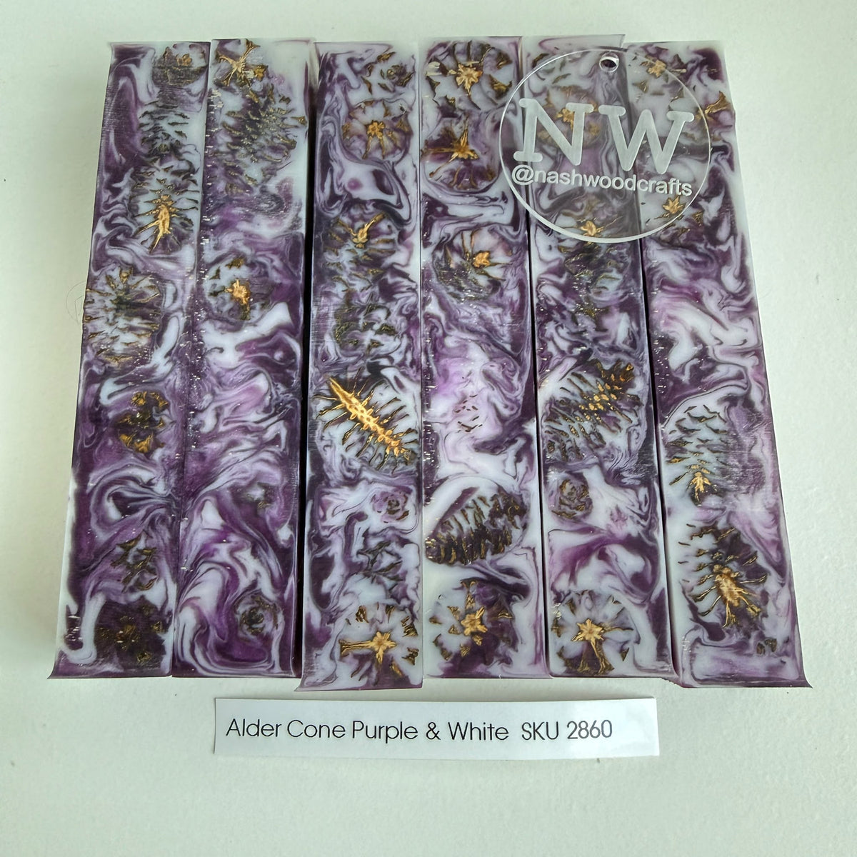 Alder Cone Purple White epoxy pen blanks
