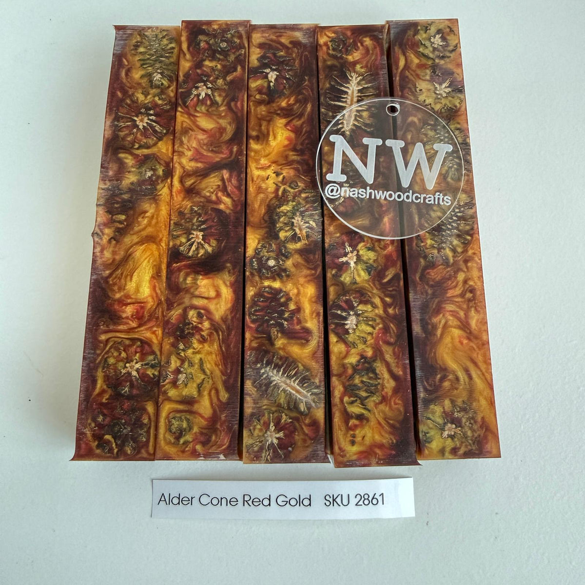 Alder Cone Red Gold epoxy pen blanks