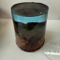 Yellow Box Burr and Blue coloured resin Egg blank