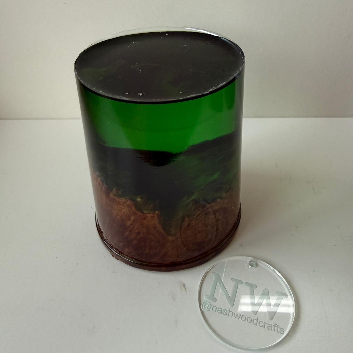 Red Malee Burr and Green coloured resin Egg blank