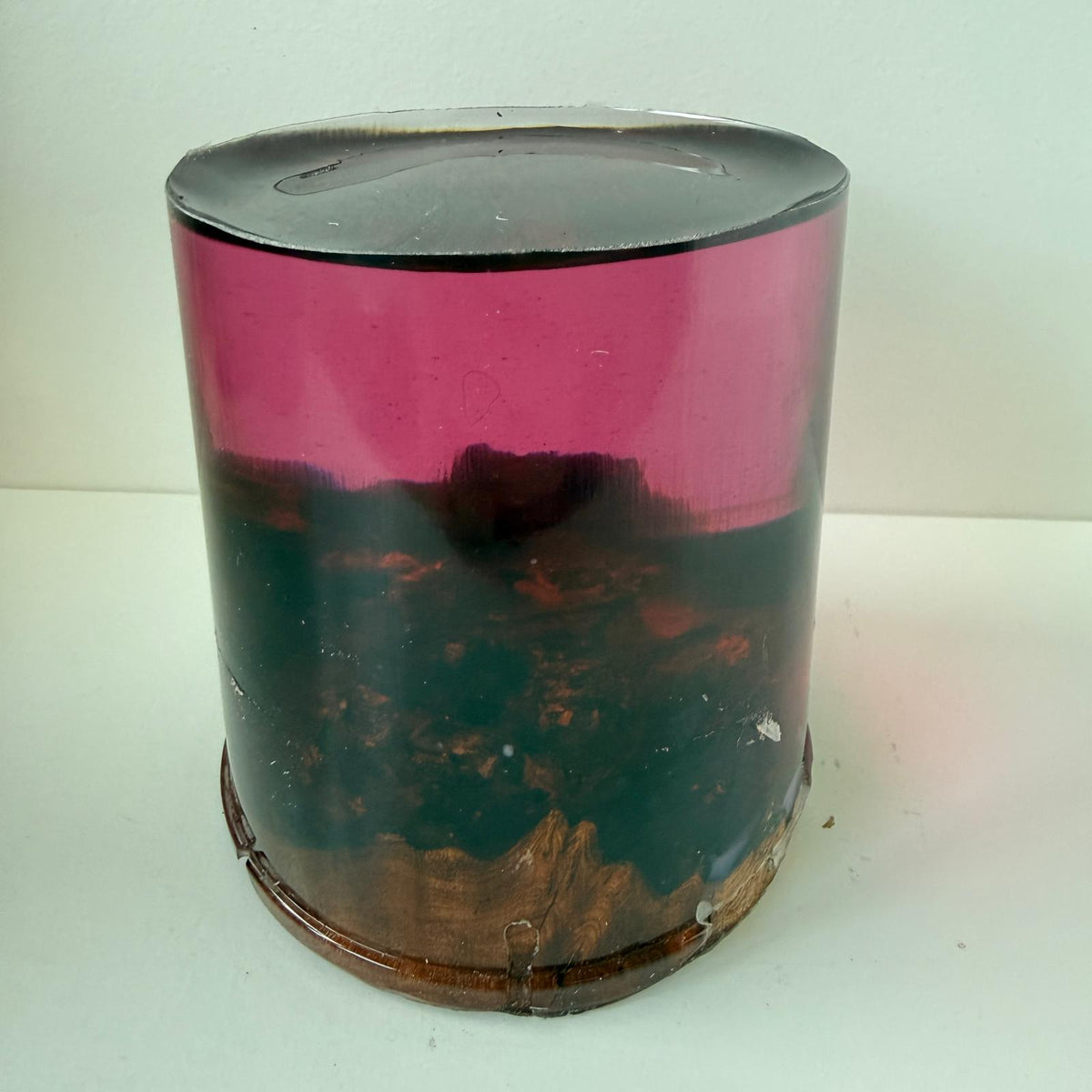 Elm Burr and Red/Pink coloured resin Egg blank